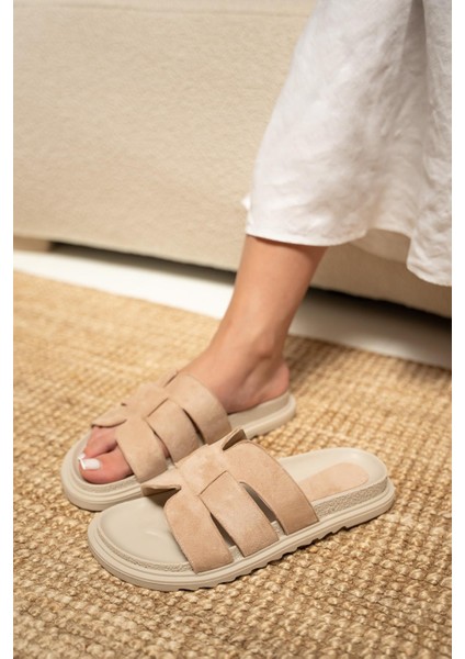 Olden Bej Süet Kalın Taban Kadın Terlik fiyatları