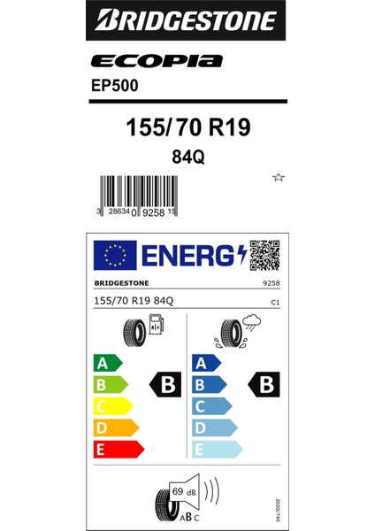 155/70R19 84Q Ecopia EP500 * Bmwi3 Oto Yaz Lastiği ( Üretim YILI:2023 ) Lv Ambalajlı Gönderim fiyatları