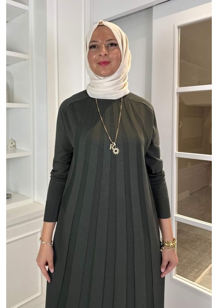 Beyza Fitilli Triko Elbise Haki fiyatları