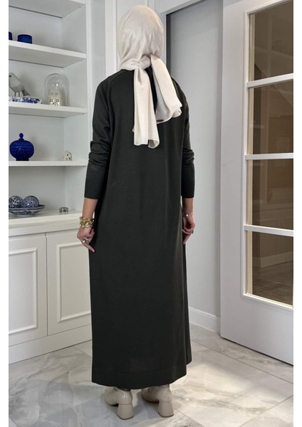 Beyza Fitilli Triko Elbise Haki indirimleri