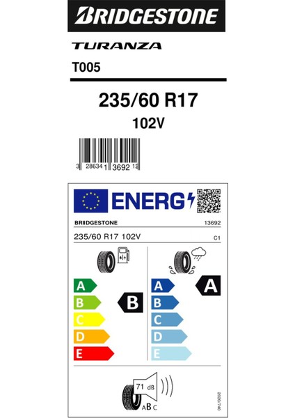 235/60R17 102V Turanza T005 (4x4-Suv) Yaz Lastiği (Üretim YILI:2021) Lv Ambalajlı Gönderim