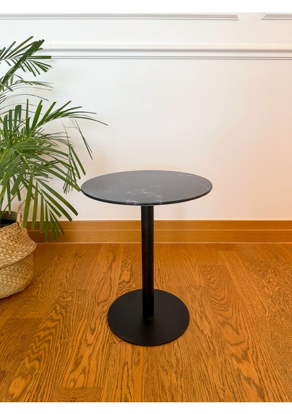 Siyah Mermer Desenli Modern 40 cm Zigon Yan Sehpa 8 mm Temper Cam fiyatları