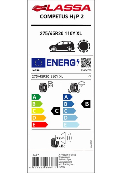 275/45R20 110Y XL Competus H/p 2 (4x4-Suv) Yaz Lastiği (Üretim YILI:2024) Ambalajlı Gönderim fırsatları