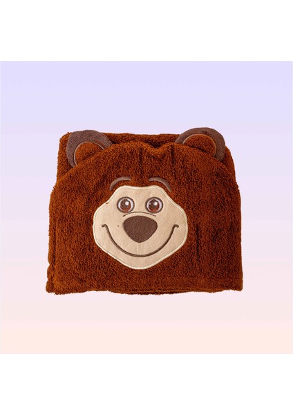 Koca Ayı Baskılı Havlu Panço - Maşa ile Koca Ayı