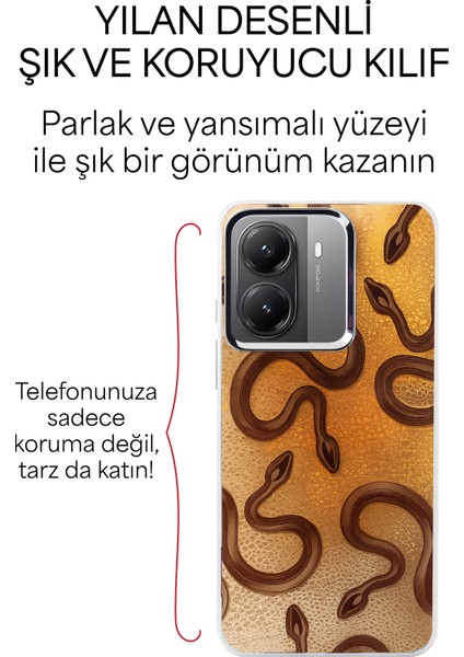 Xiaomi Uyumlu Poco X7 Pro Snake Kapak Yansımalı Yılan Desenli Telefon kılıfı modelleri