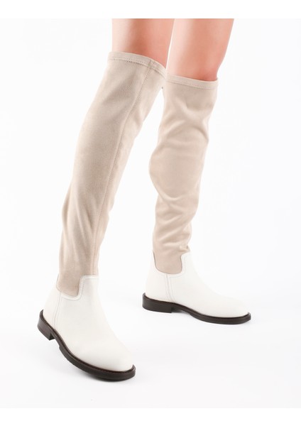 Flon Hakiki Floter Deri Kadın Bej Çizme fiyatları