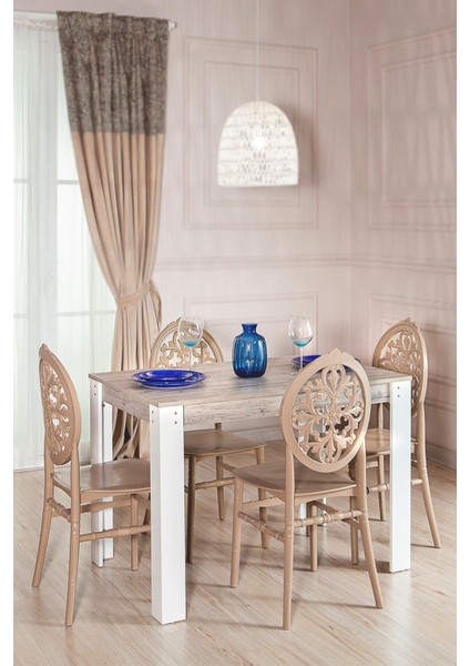 Grande Phoenix Ceviz Suntalam Klasik Mutfak Masa Takımı 110x70x75 cm – 1 Adet Masa, 4 Adet Sandalye fiyatları