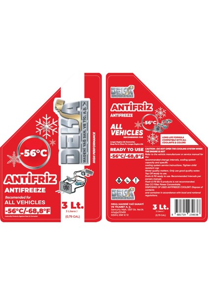 Madeni Yağ Organik Kırmızı Antifriz 3lt -56 Derece fiyatları