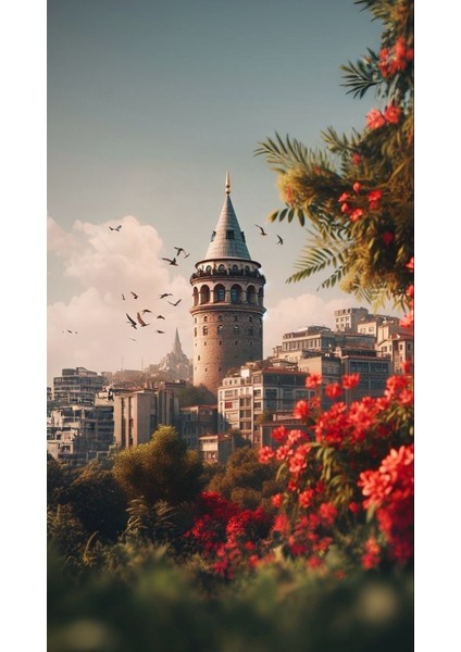 Galata Kulesi Portre Iv Ev Duvar Salon Güzellik Salonu Ofis Dükkan Dekarasyon Kanvas Tablo fiyatları