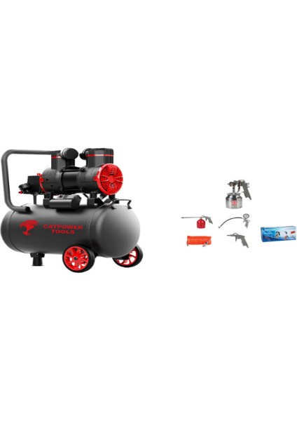 1162 - 2 Hp 50 Lt Sessiz Yağsız Kompresör+Proter Hava Kompresör Seti 5 Parça