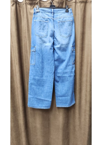 Düz Paça Cepli Mavi Kargo Jean Pantolon fiyatları