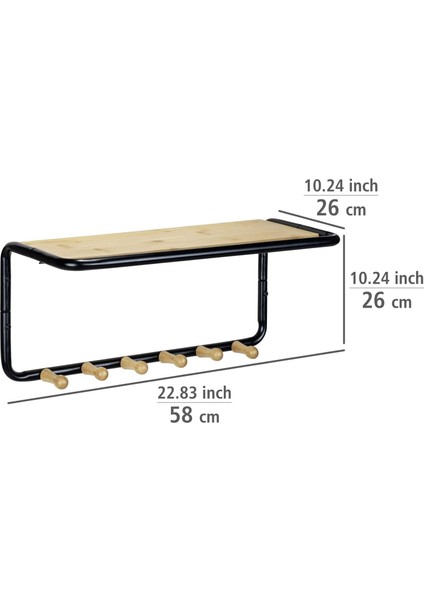 Gbmotion Bambu Ahşap & Metal Duvar Rafı – 6 Askılı, Çok Amaçlı Organizer, Askılık 58X26 cm fiyatları