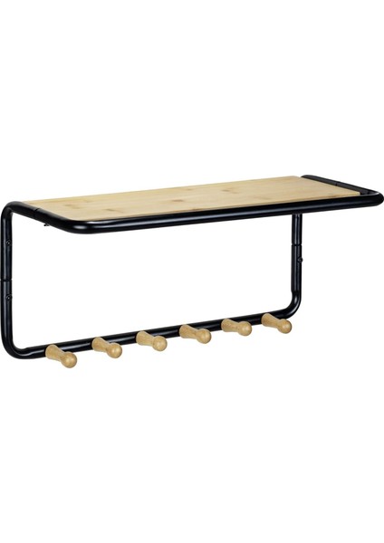 Gbmotion Bambu Ahşap & Metal Duvar Rafı – 6 Askılı, Çok Amaçlı Organizer, Askılık 58X26 cm indirimleri
