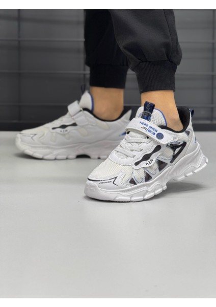 Unisex Bantlı Faylon Taban Çocuk Spor Ayakkabı-Beyaz-Siyah fiyatları