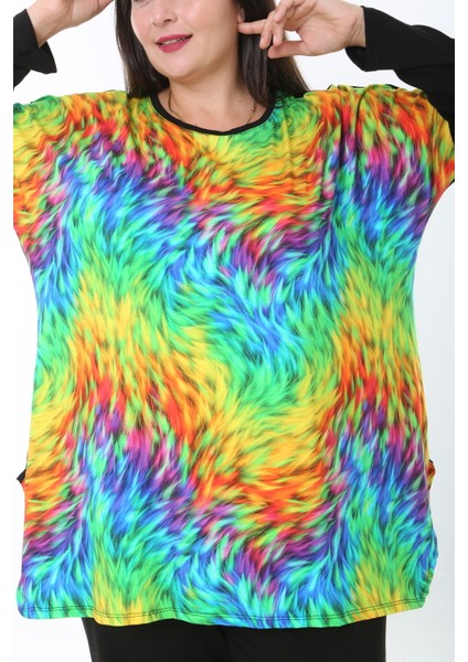 Kadın Likralı Yünlü Viskon Ön Desenli Büyük Beden Tunik fiyatları