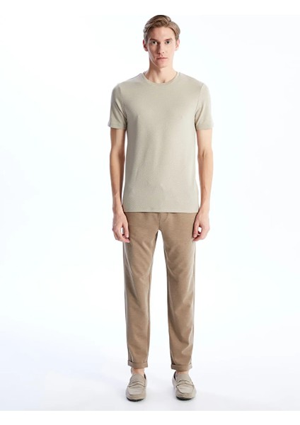 Lcw Vision Bej Bisiklet Yaka Kısa Kollu Erkek Dokulu Tişört fiyatları