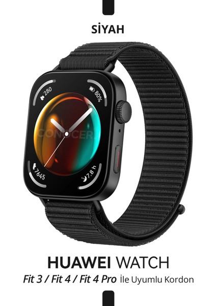 Huawei Watch Fit 4 / Fit 4 Pro / Fit 3 Uyumlu Hasır Örgü Dokuma Cırt Cırtlı Tasarım Spor Kordon