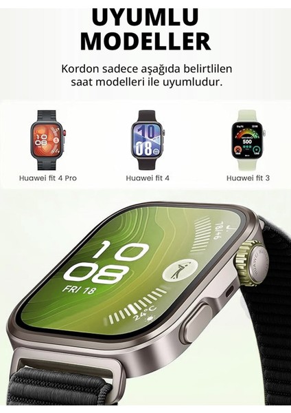 Huawei Watch Fit 4 / Fit 4 Pro / Fit 3 Uyumlu Hasır Örgü Dokuma Cırt Cırtlı Tasarım Spor Kordon indirimleri