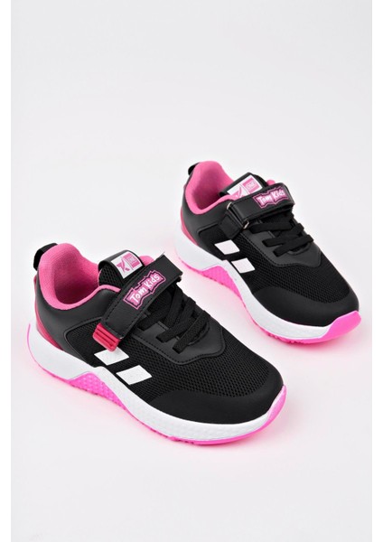 Bağcıklı Bantlı Patik Filet-Siyah-Beyaz-Fuji