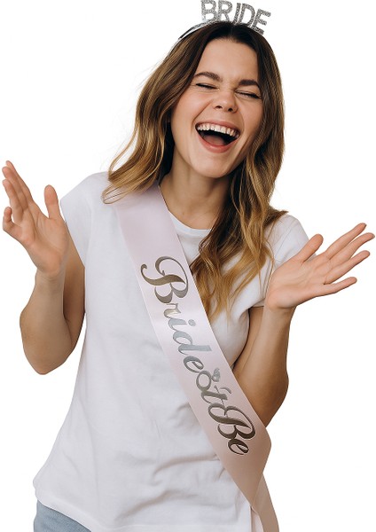 Bride To Be Kuşak saten somon rengi Gümüş varaklı