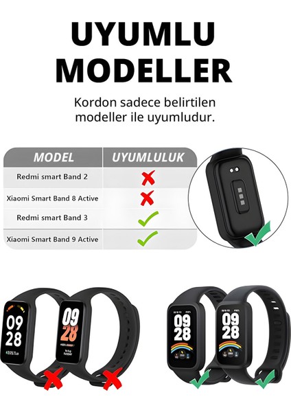 Xiaomi Smart Band 9 Active Kasalı Silikon Kordon Mi 9 Active Yüksek Kalite Silikon Kordon