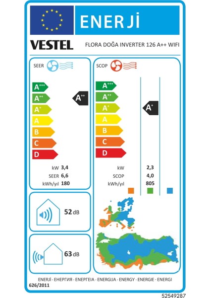 Flora Doğa Inverter 126 WiFi A++ 12000 BTU Duvar Tipi Klima
