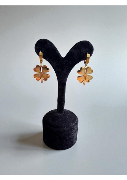 Dört Yapraklı Paslanmaz Çelik Küpe CNS0021-4