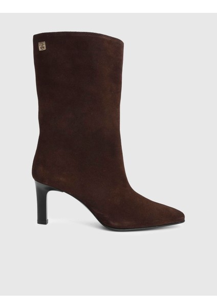 Alvina Hakiki Süet Deri Kahverengi Kadın Topuklu Bot modelleri