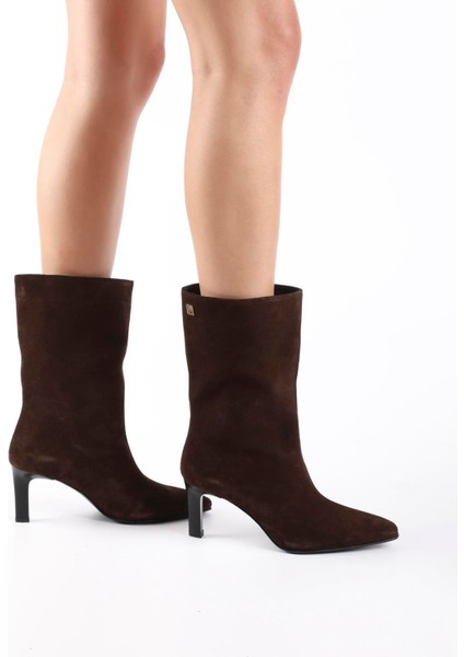 Alvina Hakiki Süet Deri Kahverengi Kadın Topuklu Bot fırsatları