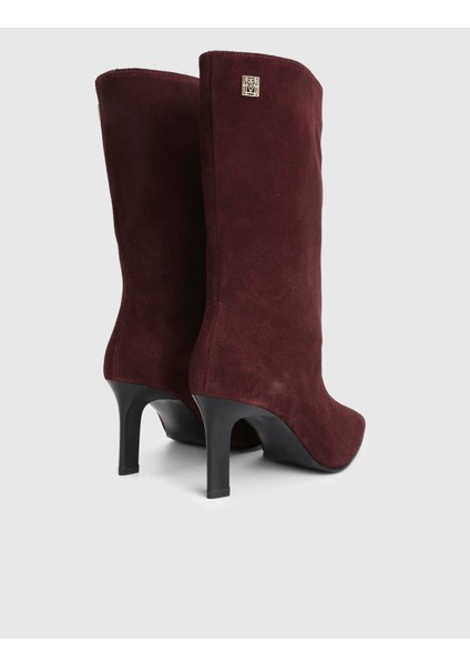 Alvina Hakiki Süet Deri Bordo Kadın Topuklu Bot indirimleri