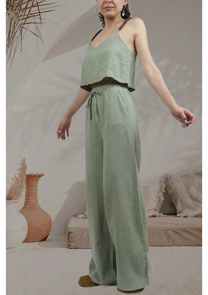 Barea- Boncuk Askılı Bluz Haki