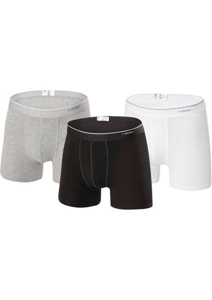 Erdem Erkek 1491 Karışık Düz Renkli Basic Boxer 3'lü Paket