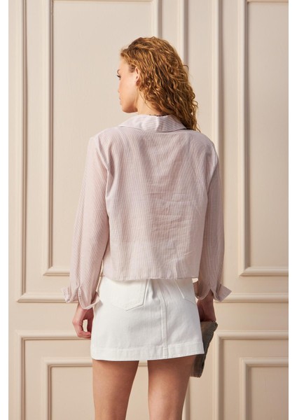 %100 Pamuk Dantel Detaylı Uzun Kollu Gömlek fırsatları