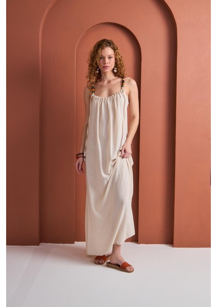 Boncuk Askılı Elbise