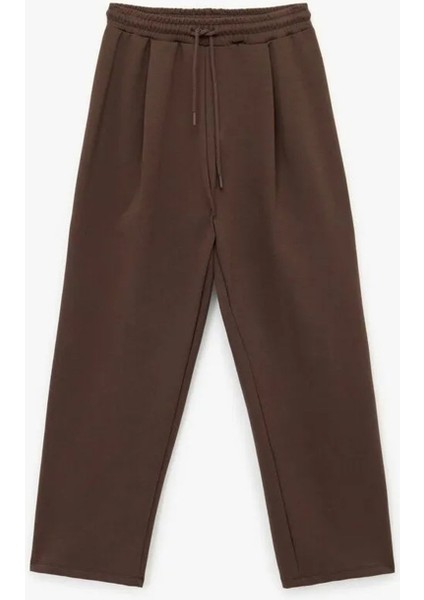 Pamuklu Rahat Kalıp Pileli Beli Bağcıklı Geniş Paça Eşofman Altı 6WAL40058IK modelleri