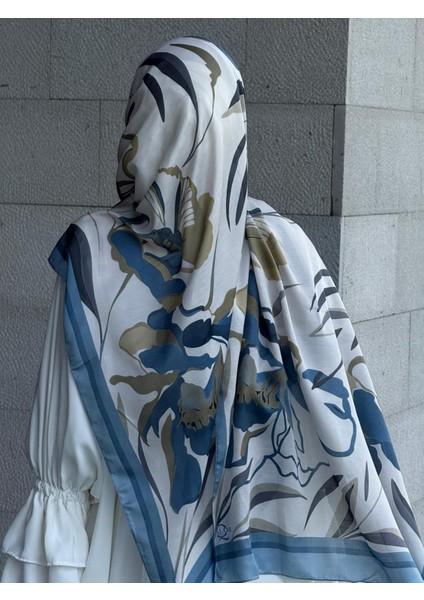 Pamuklu Soft Lotus Desen Şal-Turkuaz