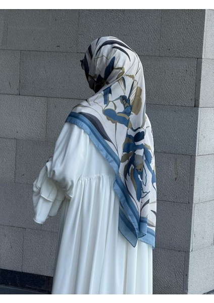 Pamuklu Soft Lotus Desen Şal-Turkuaz