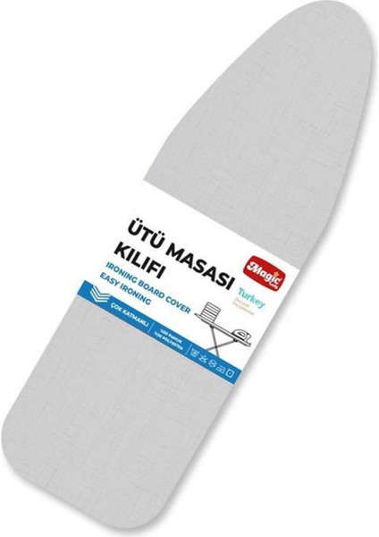 Gri Süngerli Yanmaz Ayarlanabilir Ütü Masası Kılıfı 48X136 cm