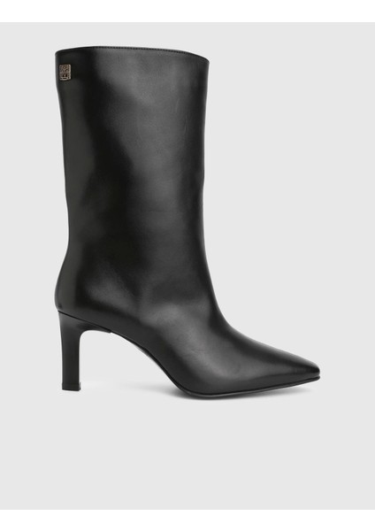 Alvina Hakiki Deri Siyah Kadın Topuklu Bot modelleri