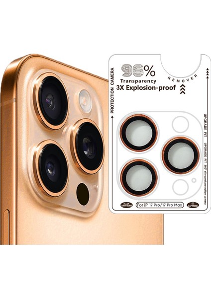 IPHONE 17 Pro/17 Pro Max/16 Pro/16 Pro Max Safir Turuncu Kamera Koruyucu