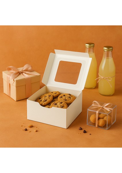 Kurabiye Kutusu - Asetat Pencereli Kurabiye Kutusu -5 Adet Paketleme Kutusu - Hediyelik Kutu fiyatları
