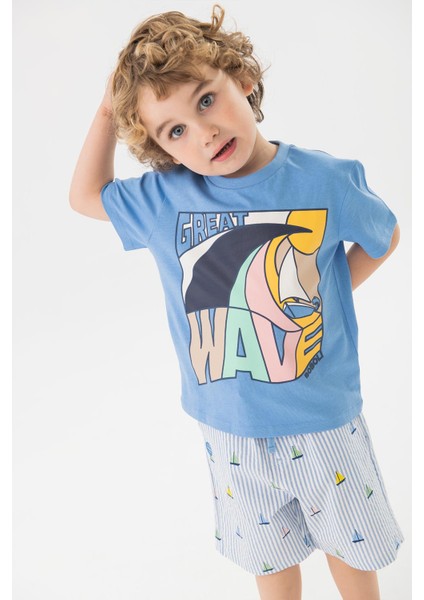 Wave Baskılı Erkek Çocuk Tişört
