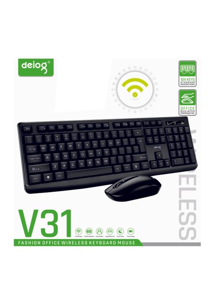 V31 Kablosuz Klavye ve Mouse Seti – 2.4 GHz, 10 m Menzil, Ev ve Ofis için Ergonomik Tasarım, Aydınlatmasız fiyatları