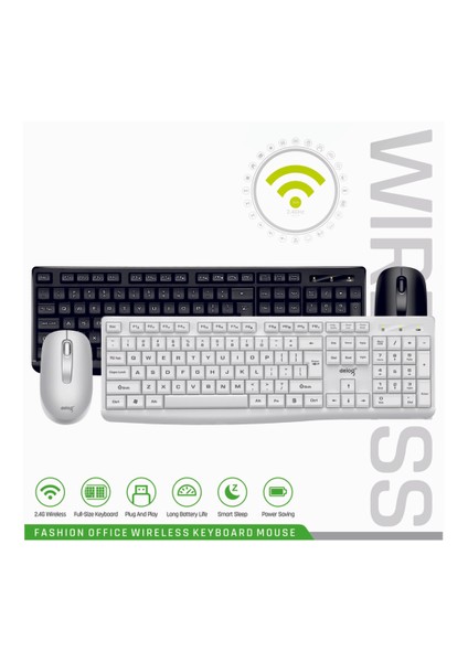 V31 Kablosuz Klavye ve Mouse Seti – 2.4 GHz, 10 m Menzil, Ev ve Ofis için Ergonomik Tasarım, Aydınlatmasız modelleri