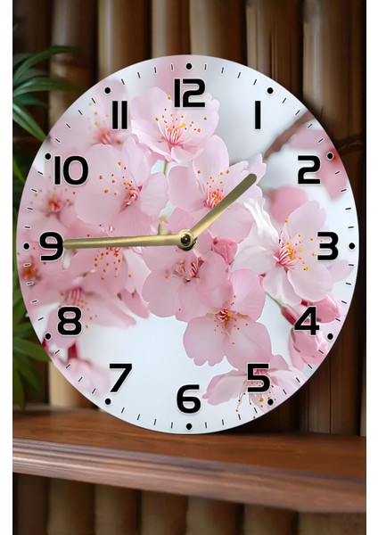 Dekoratif Mdf Duvar Saati – Zarif Pembe Çiçek Desenli– 33X33 cm SDW395 fiyatları