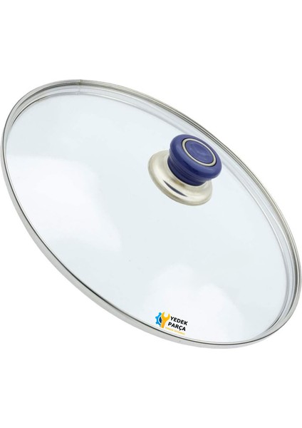 Tencere Sahan Tava Cam Kapağı Kapak 20 cm Lacivert Tutma Tepesi