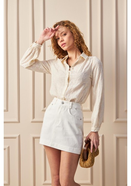 Çiçek Desen Işlemeli Gömlek fırsatları