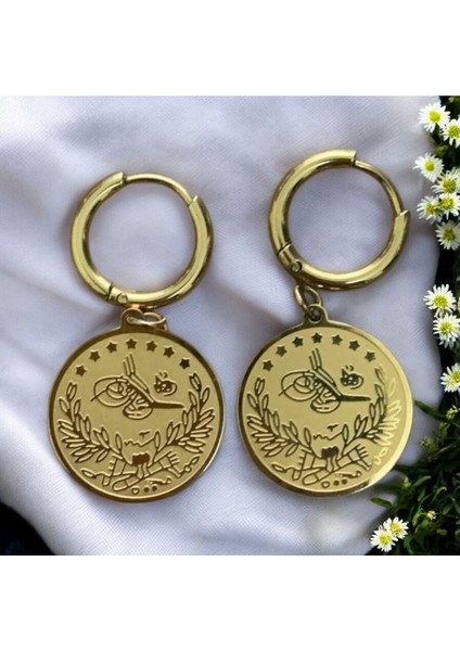 Tuğralı Paslanmaz Çelik Küpe Cns Küpe 013-4