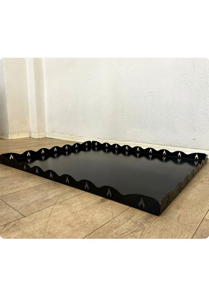 Metal Şömine Soba Altlığı | Siyah Ateş Desenli (80X100CM) fiyatları