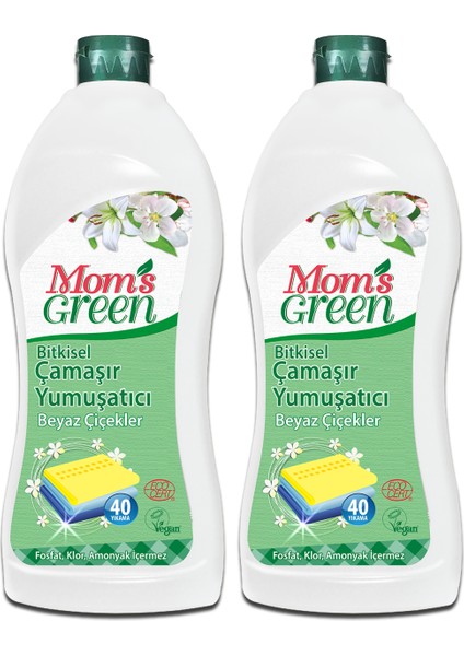 2'li Set Bitkisel Çamaşır Yumuşatıcı - Beyaz Çiçekler Eco 80 Yıkama(750 ml x2 Adet)